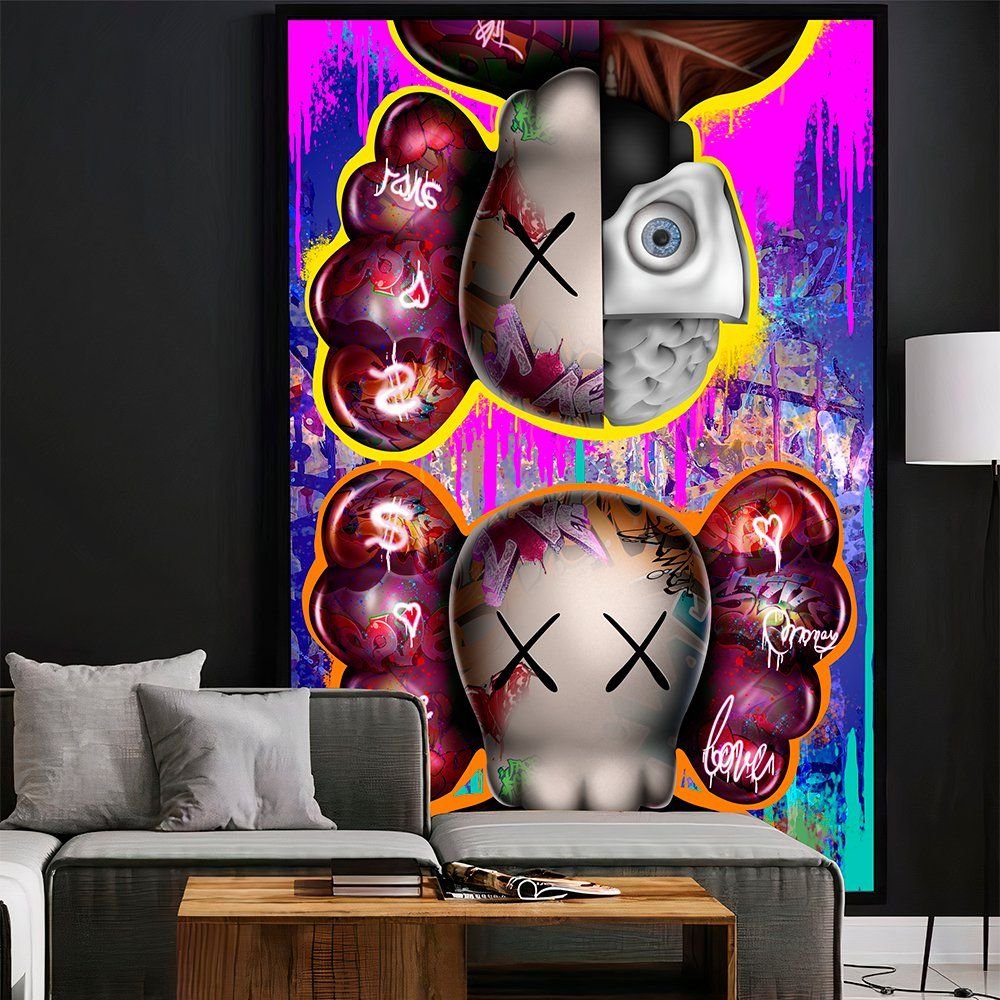 Quadro Decorativo Kaws Graffiti