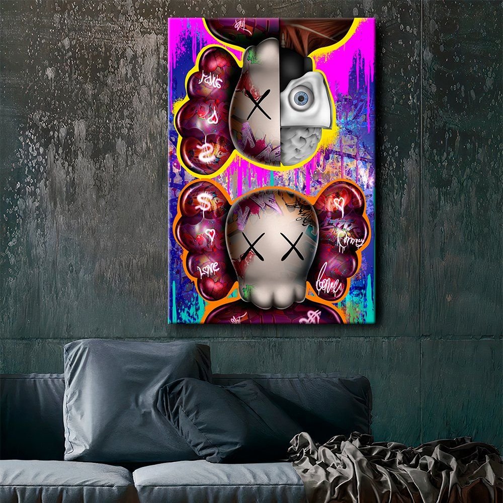 Quadro Decorativo Kaws Graffiti