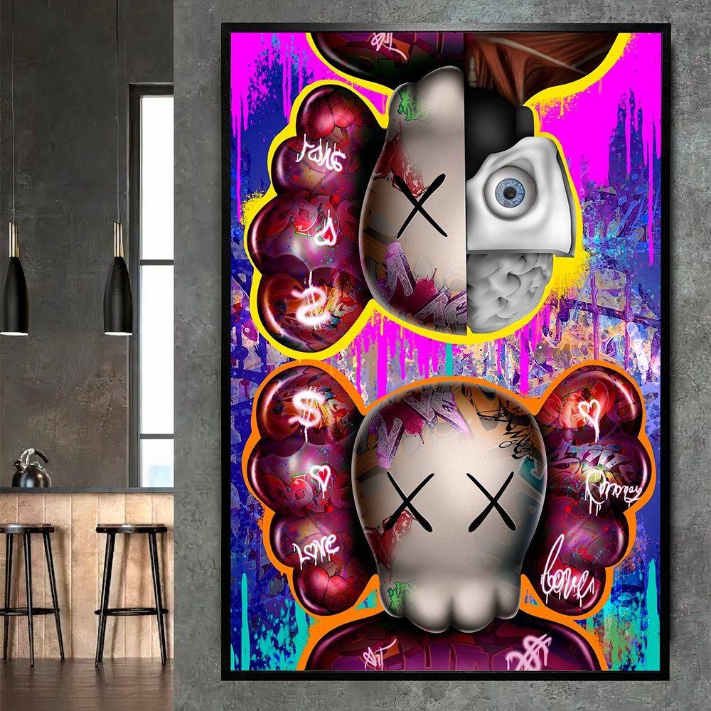 Quadro Decorativo Kaws Graffiti