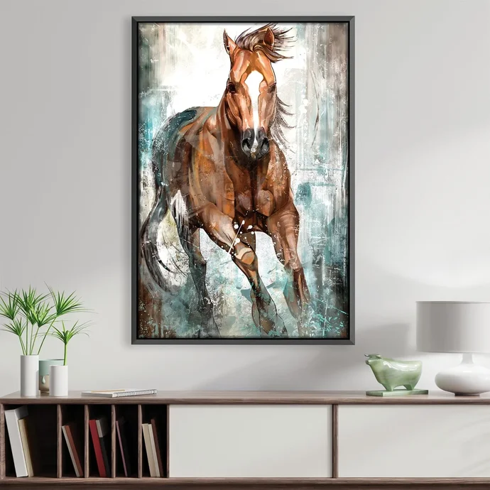 running through the abstract canvas art clock canvas 29486705934421