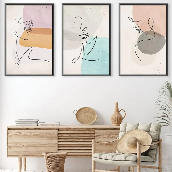 line figures canvas art set of 3 30 x 45cm unframed canvas print artlfc000028684 clock canvas 28371967934549