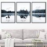 quadro decorativo mystical lake kit de 3 telas artnaribrasil kit com 3 quadros 40x20 cm cada moldura preta 345070