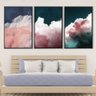 quadro decorativo scenic cloudscape kit de 3 telas artnaribrasil kit com 3 quadros 40x20 cm cada moldura preta 994031