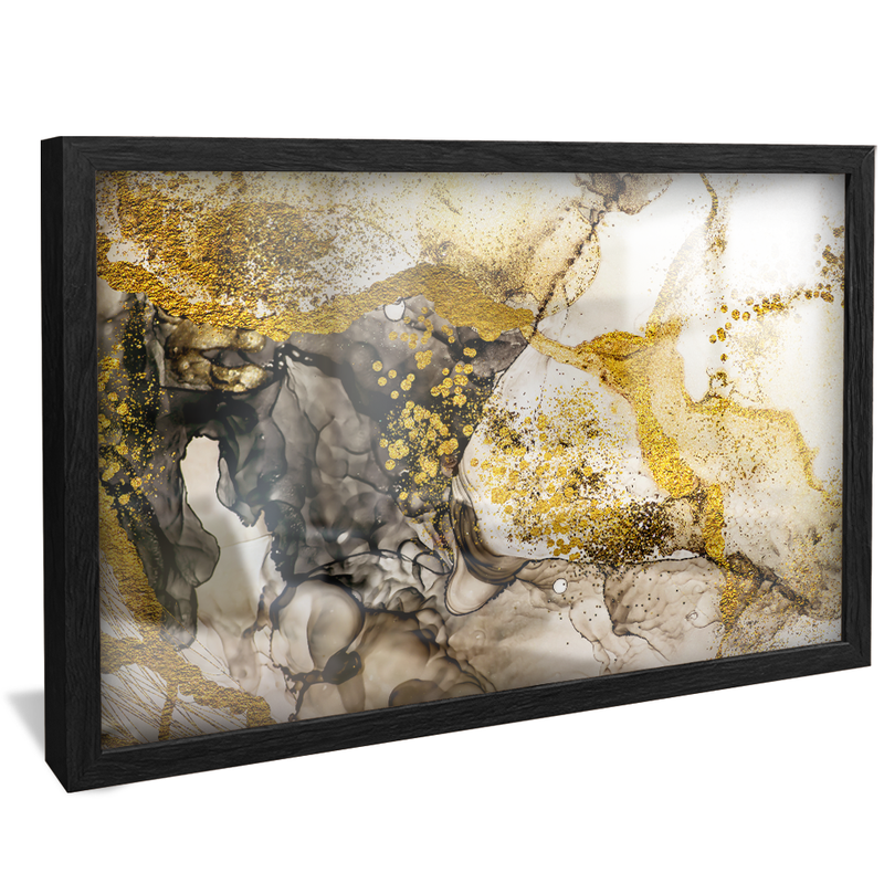 pintura abstrata dourada h preta reflexo