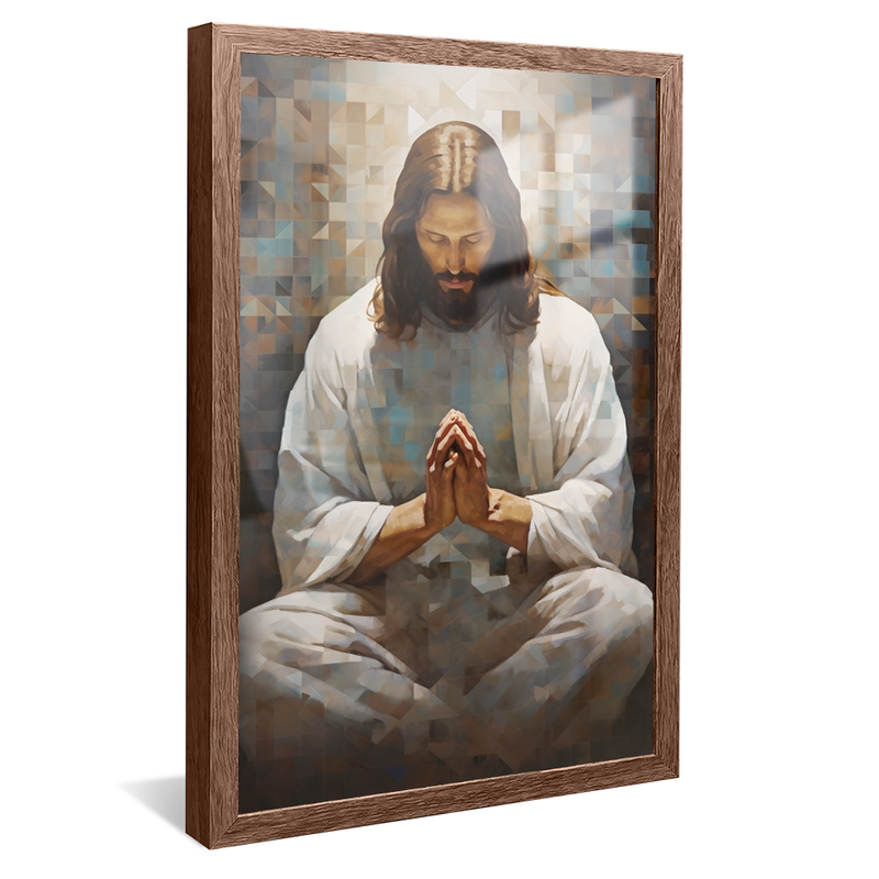 jesus orando vitral v madeira reflexo