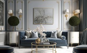 sala de casa com decoração dourada