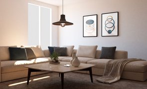 sala de casa com decoração em tonalidade terrosa