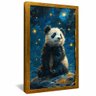 quadro panda ceu estrelado dourado