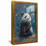 quadro panda ceu estrelado dourado reflexo
