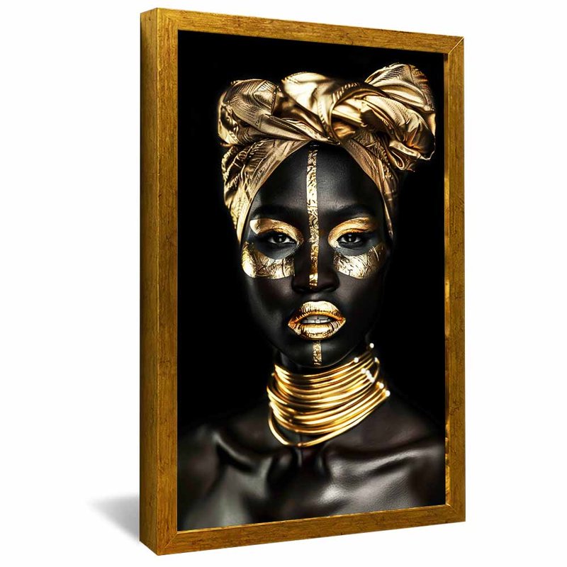 quadro mulher africana em dourado dourado