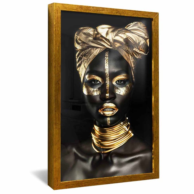 quadro mulher africana em dourado dourado reflexo