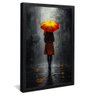 quadro mulher e guarda chuva preto
