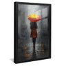 quadro mulher e guarda chuva preto reflexo