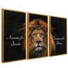 quadro trio leao de judah dourado reflexo