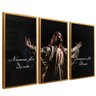 quadro trio jesus bracos abertos dourado reflexo