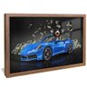 quadro patinhas no porsche azul madeira reflexo