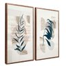 quadro duo floral e linhas madeira reflexo