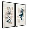 quadro duo floral e linhas preto reflexo