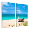 quadro duo barco e praia borda infinita