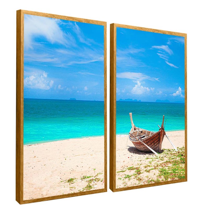 quadro duo barco e praia dourado