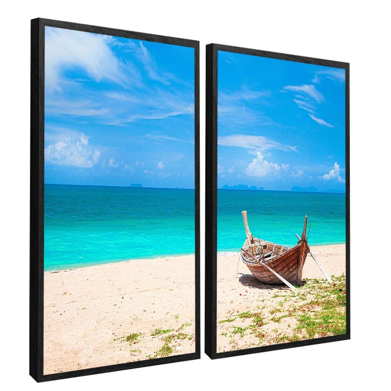 quadro duo barco e praia preto