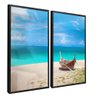quadro duo barco e praia preto reflexo