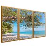 quadro trio praia maravilhosa dourado reflexo