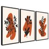 quadro trio floral laranja minimalista preto