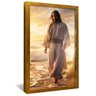 quadro jesus caminhando nas aguas dourado