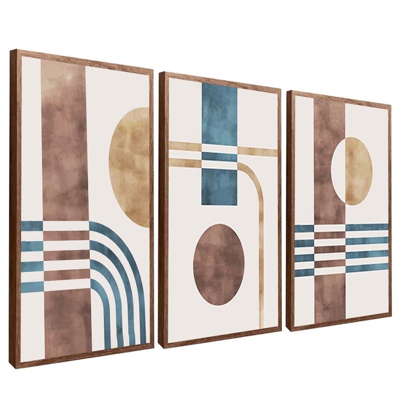 quadro trio simbologia conectada madeira