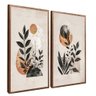 quadro duo floral em textura madeira