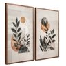 quadro duo floral em textura madeira reflexo