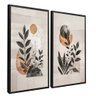 quadro duo floral em textura preto reflexo