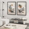 2 quadro duo floral em textura preto