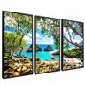 quadro 3 pecas paisagem na praia preto