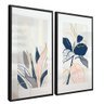 quadro duo floral azul abstrato preto reflexo