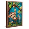 quadro macaquinho balancando madeira
