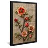 quadro floral em bordado preto