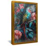 quadro quetzal e flores dourado reflexo
