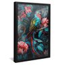 quadro quetzal e flores preto reflexo