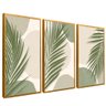 quadro 3 pecas florais verdes dourado