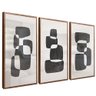 quadro 3 pecas formas abstratas madeira reflexo