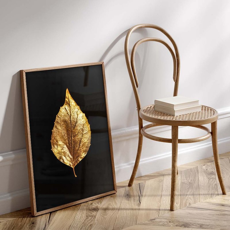 1 quadro folhagem em dourado madeira