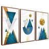quadro trio geometria abstrata madeira
