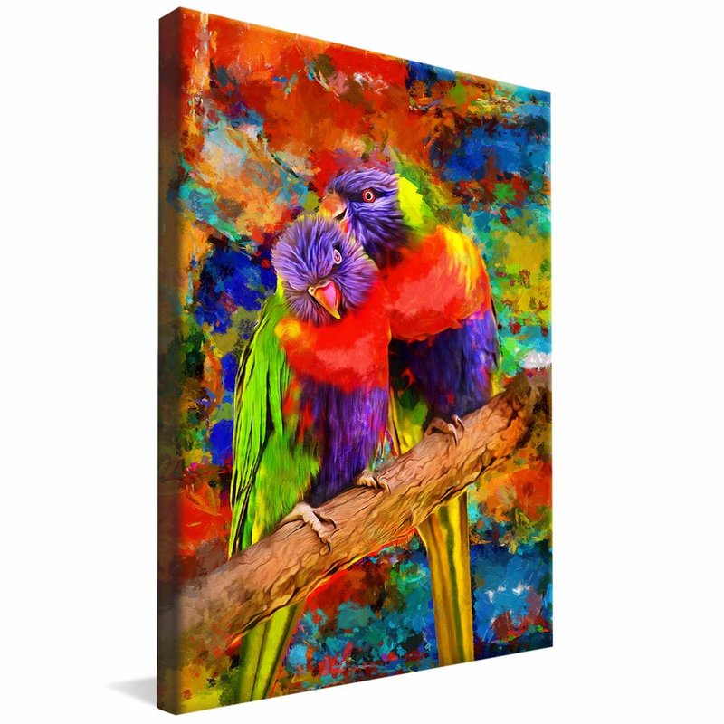 quadro canarinhos coloridos borda infinita