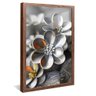 quadro floral cromado madeira reflexo