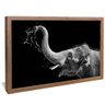 quadro elefante em preto branco madeira