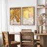 1 quadro 2 pecas pinceladas dourado dourado