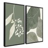 quadro duo floral verde e branco preto