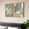 1 quadro duo floral verde branco dourado